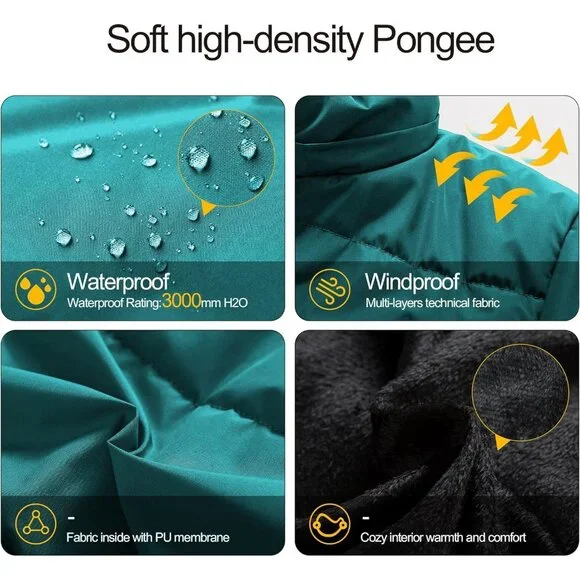 Women's Acid Blue Snow Puffer Jacket Coats Waterproof Removable Faux Fur Hood - Picture 5 of 7